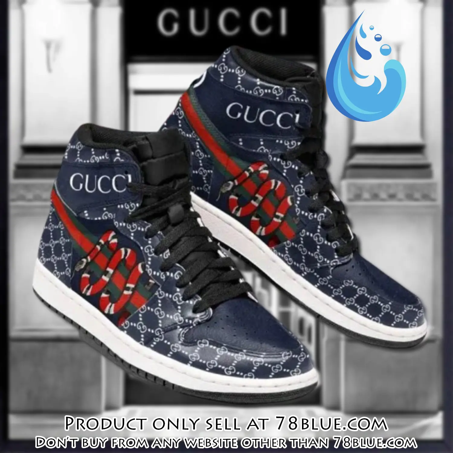 Gucci snake blue high air jordan sneakers shoes hot  gifts unisex 78b5117449